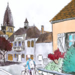 Dessin de la Mairie de Saint Léger sur Dheune (marqueur et aquarelle).