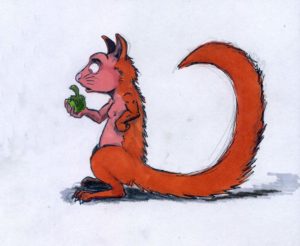 Un écureuil, dessin de carnet